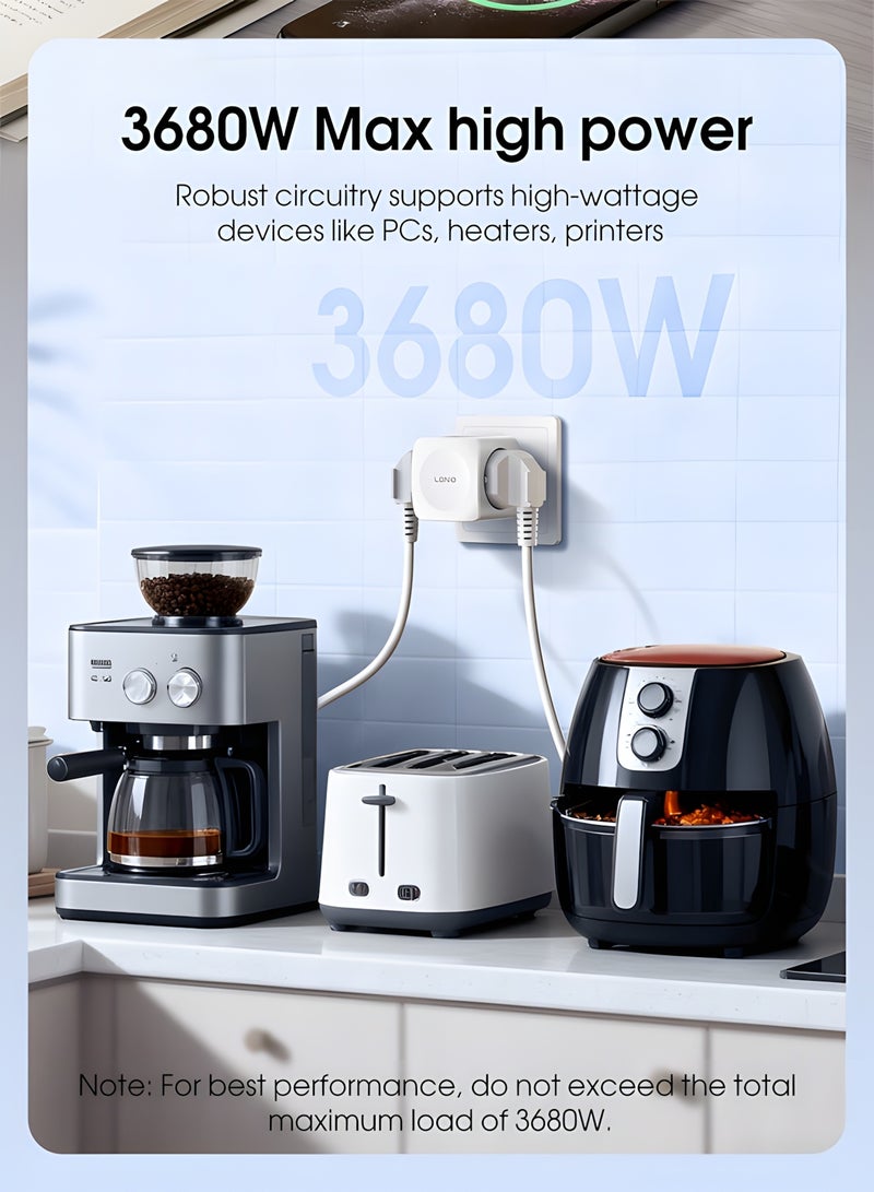 LDNIO Z11 Cube Power Adapter with 4 Independent EU AC Outlets, Smart Space-Saving Design, High Power Output up to 3680W, Child Safety Protection and Flame-Resistant Housing for Home and Office Use - Image 4